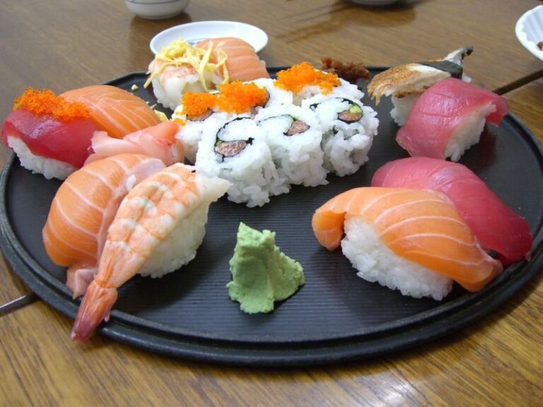 plate of sushi available from one of the cheap places to eat in Vancouver, British Columbia